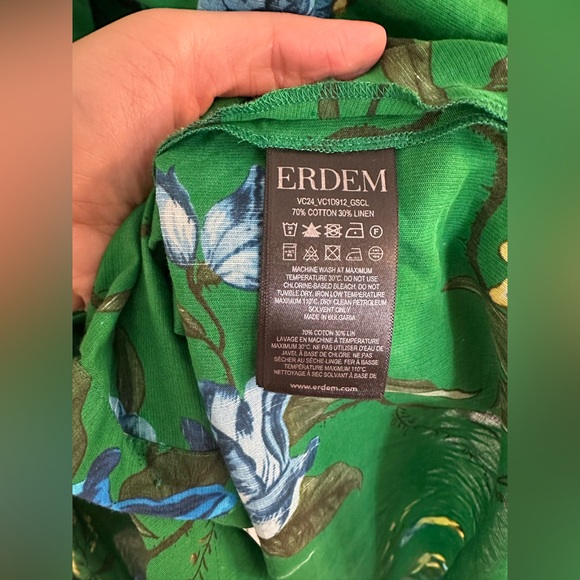 ERDEM Green Asymmetrical Floral Dress - Picture 7 of 7